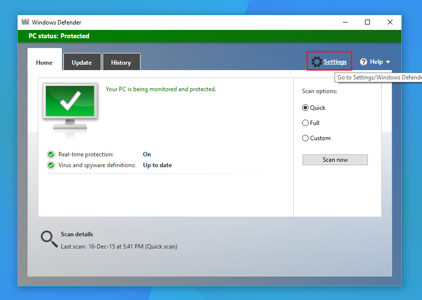 Проверка с использованием windows defender удалить