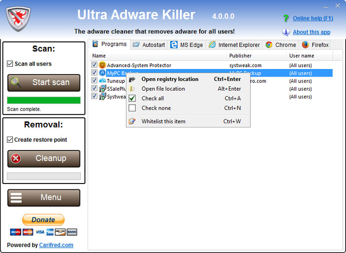 how to use ultra adware killer 4.1.0.0